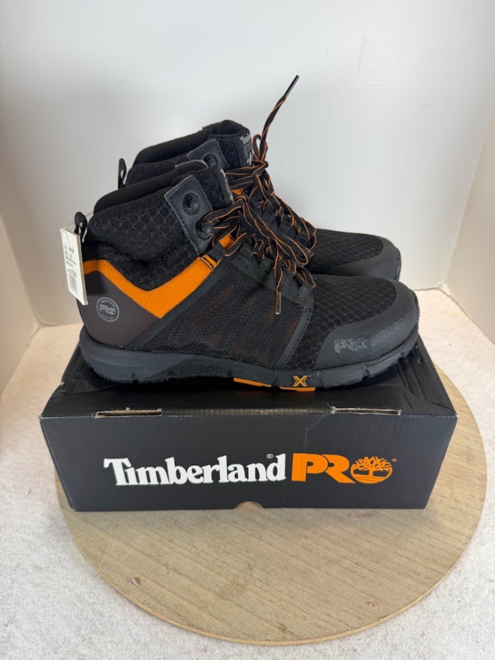 Timberland PRO Radius Men's 8.5 Composite Toe Work Boots Black Orange NIB